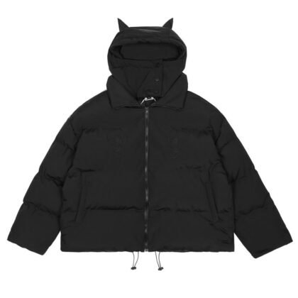 Devil Puffer Jacket With Horns