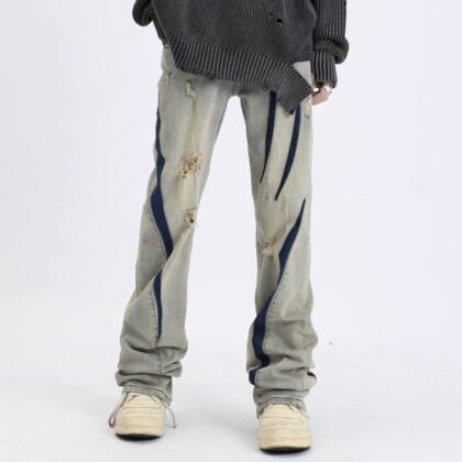 “Skyline” Straight Distressed Denim
