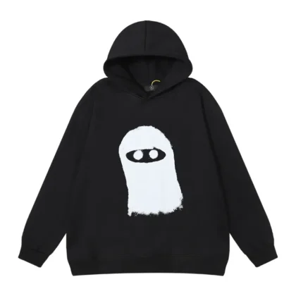 Masked Doll Print Fleece Hoodie