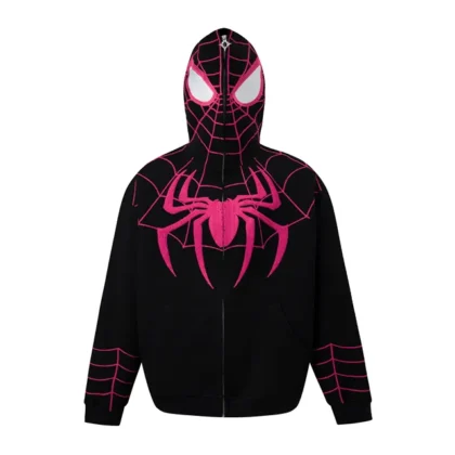 BK Full Zip Hoodie "Spider" Black-Pink