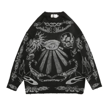 Made Extreme Oversized Skull Graffiti Knit Sweater