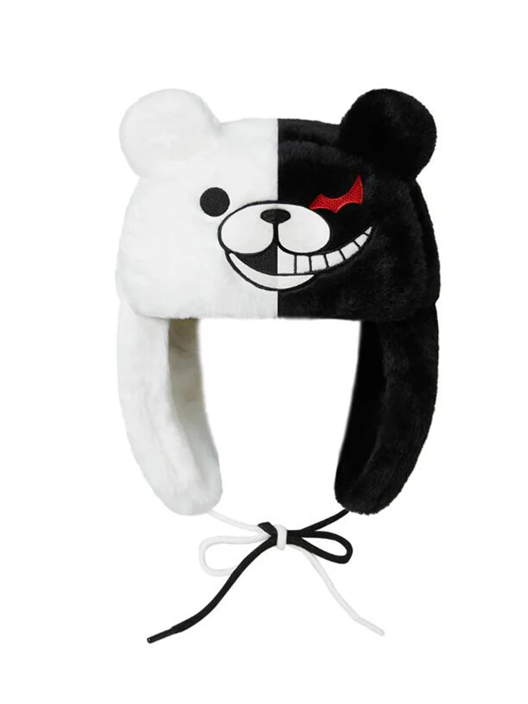 Black Whiter bad Bear Embroidery Ushanka Hat