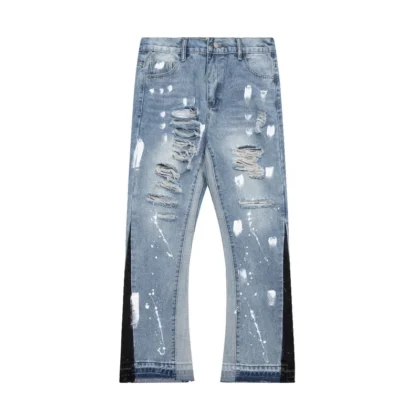 Ripped Style Straight Jeans
