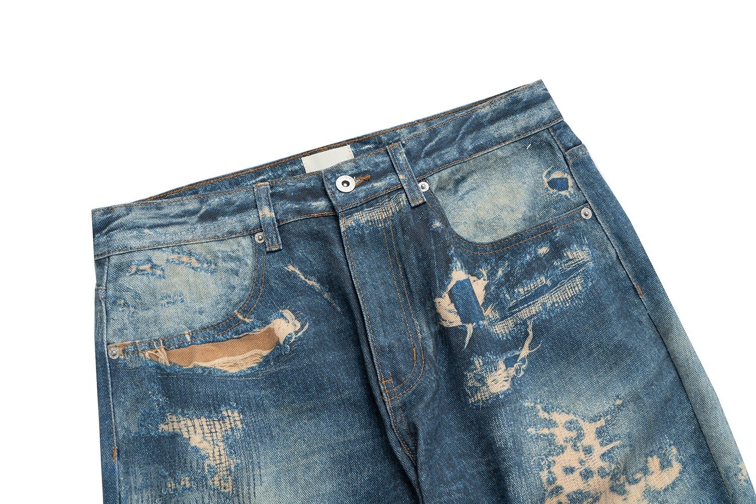 Distressed Vintage Effect Straight Denim Pants - Image 7