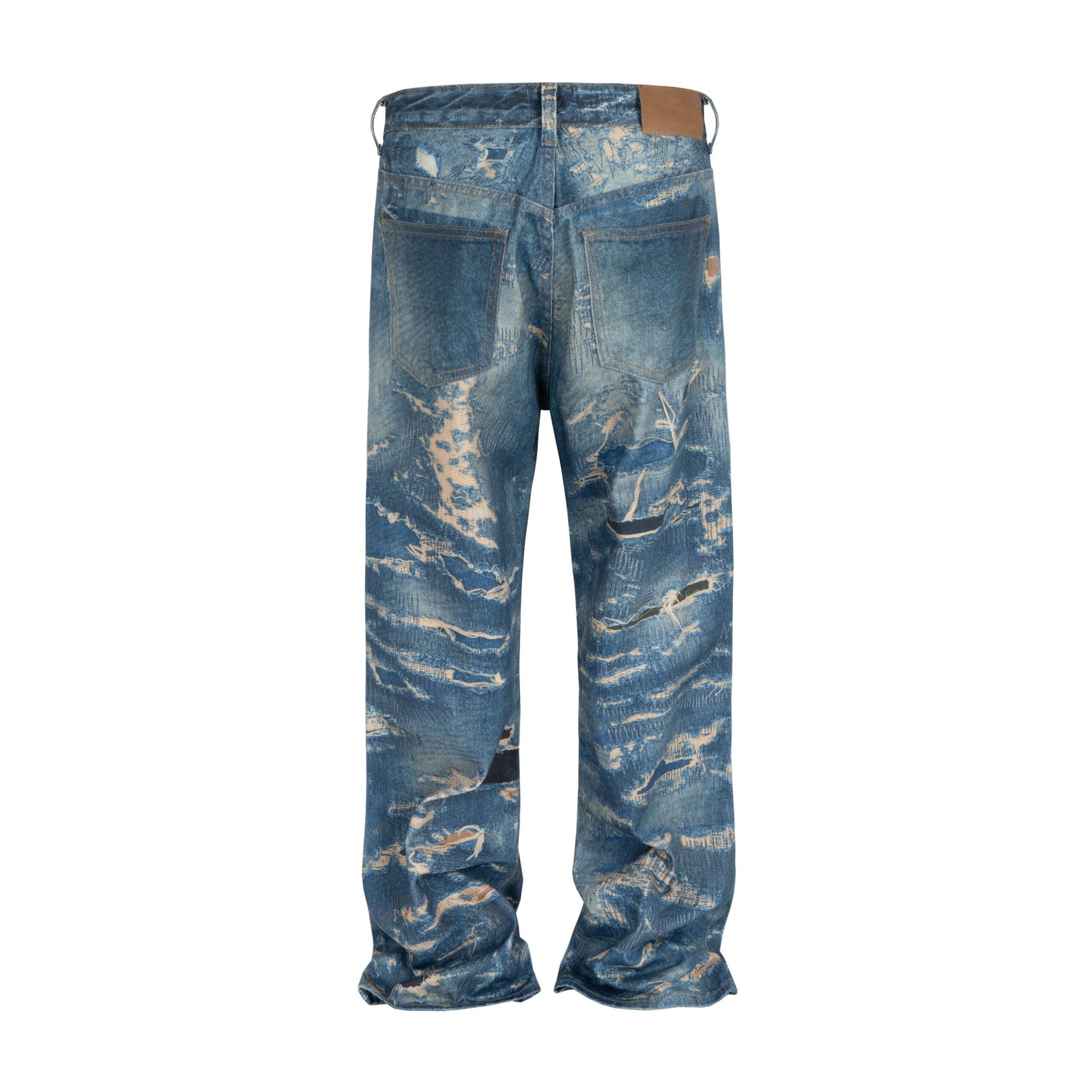 Distressed Vintage Effect Straight Denim Pants - Image 2