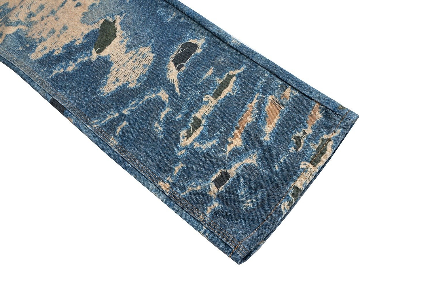 Distressed Vintage Effect Straight Denim Pants - Image 3