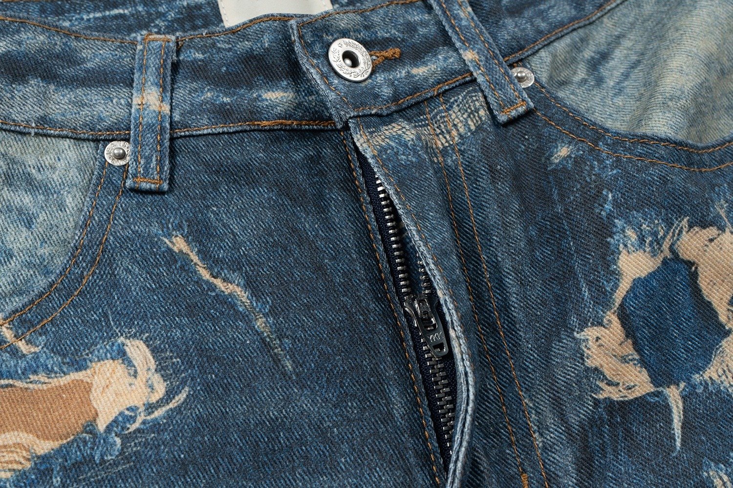 Distressed Vintage Effect Straight Denim Pants - Image 4