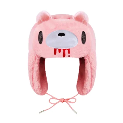 Pink Gloomy Cartoon Ushanka Hat