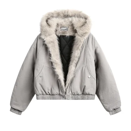 Spliced Fur Hooded Quilted Jacket