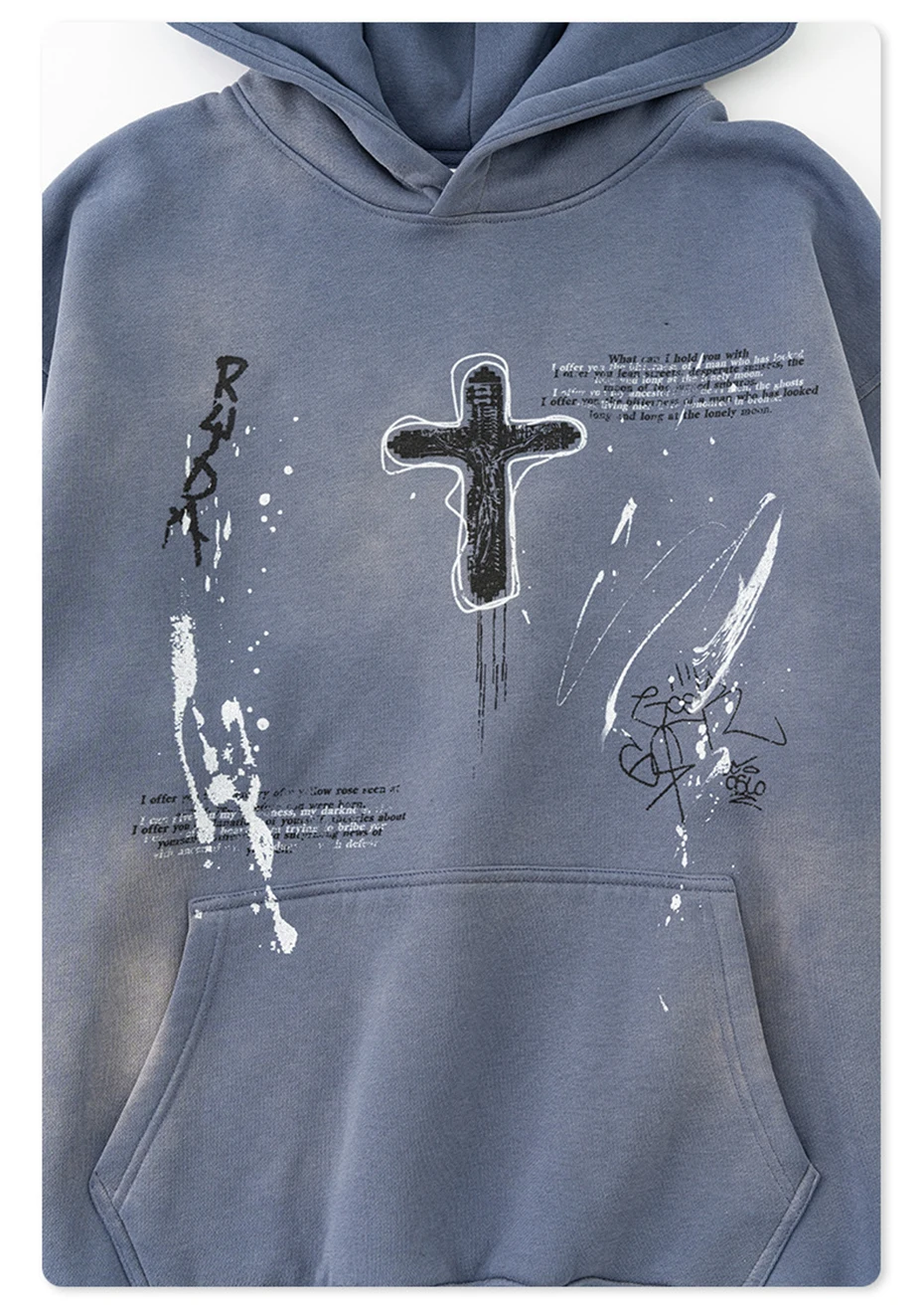 Oversized Graphic Cross Vintage Hoodie - Image 6