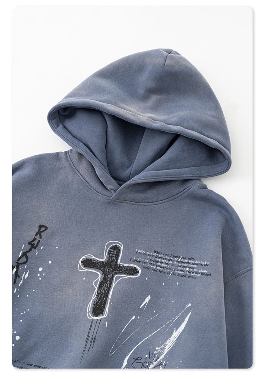 Oversized Graphic Cross Vintage Hoodie - Image 5