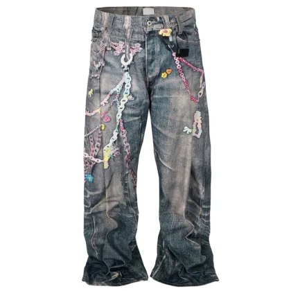 Keychain Graphic Vintage Baggy Straight Jeans